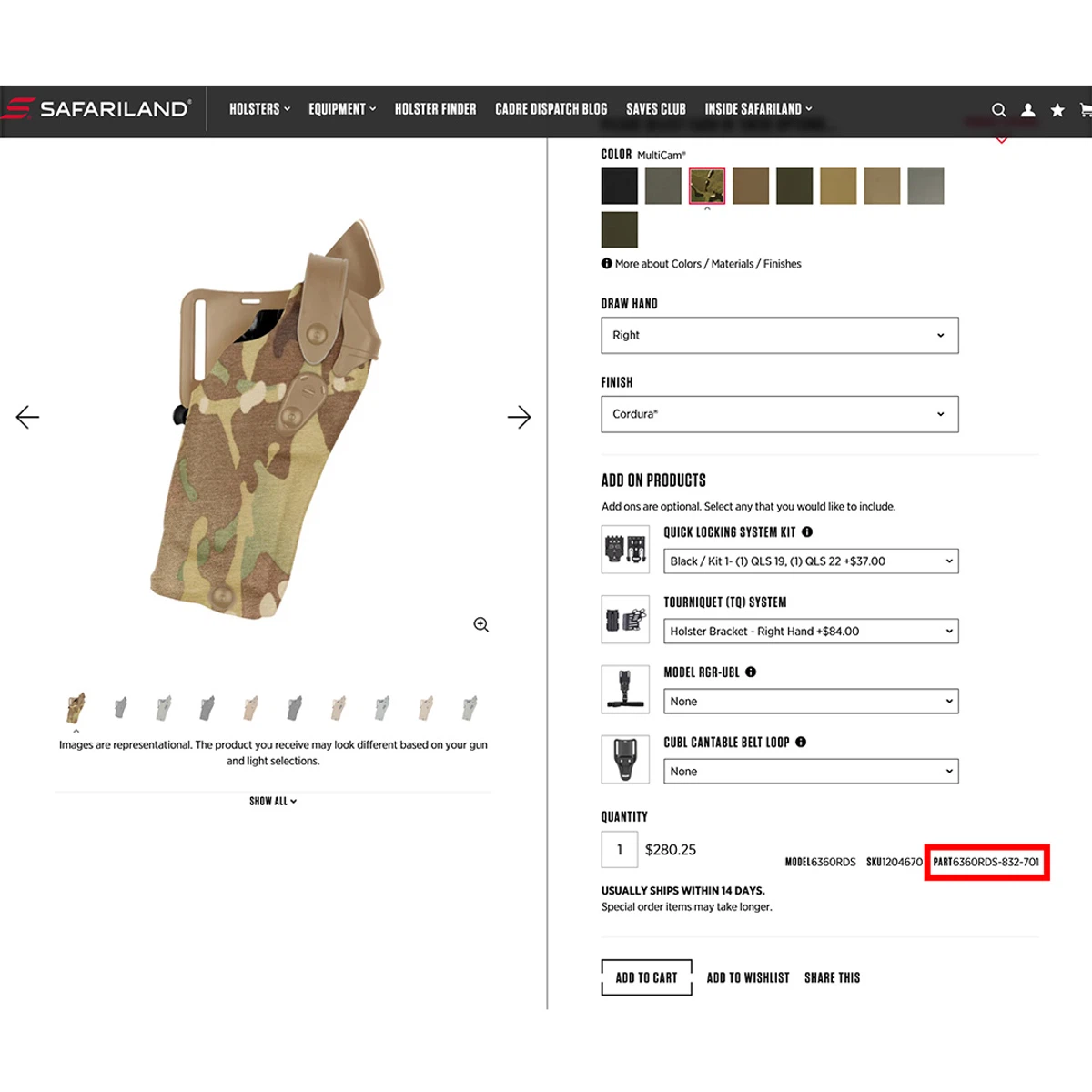 Safariland® 6300RDS Series Mid-Ride Retention™ Holster