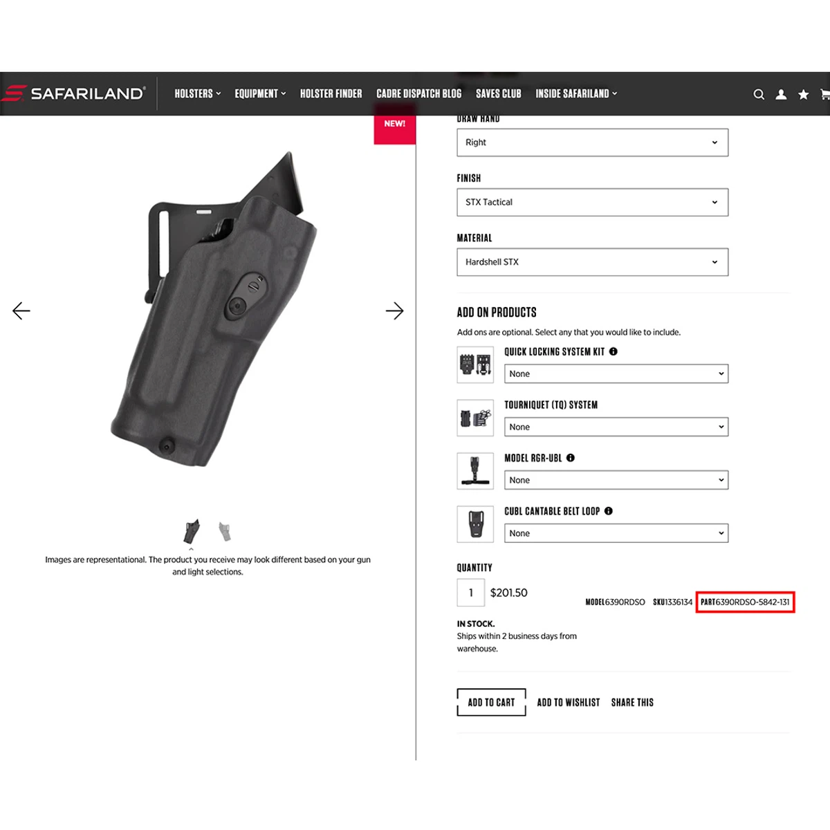  Safariland® 6390RDSO Series Mid-Ride LVL I Retention™ Holster