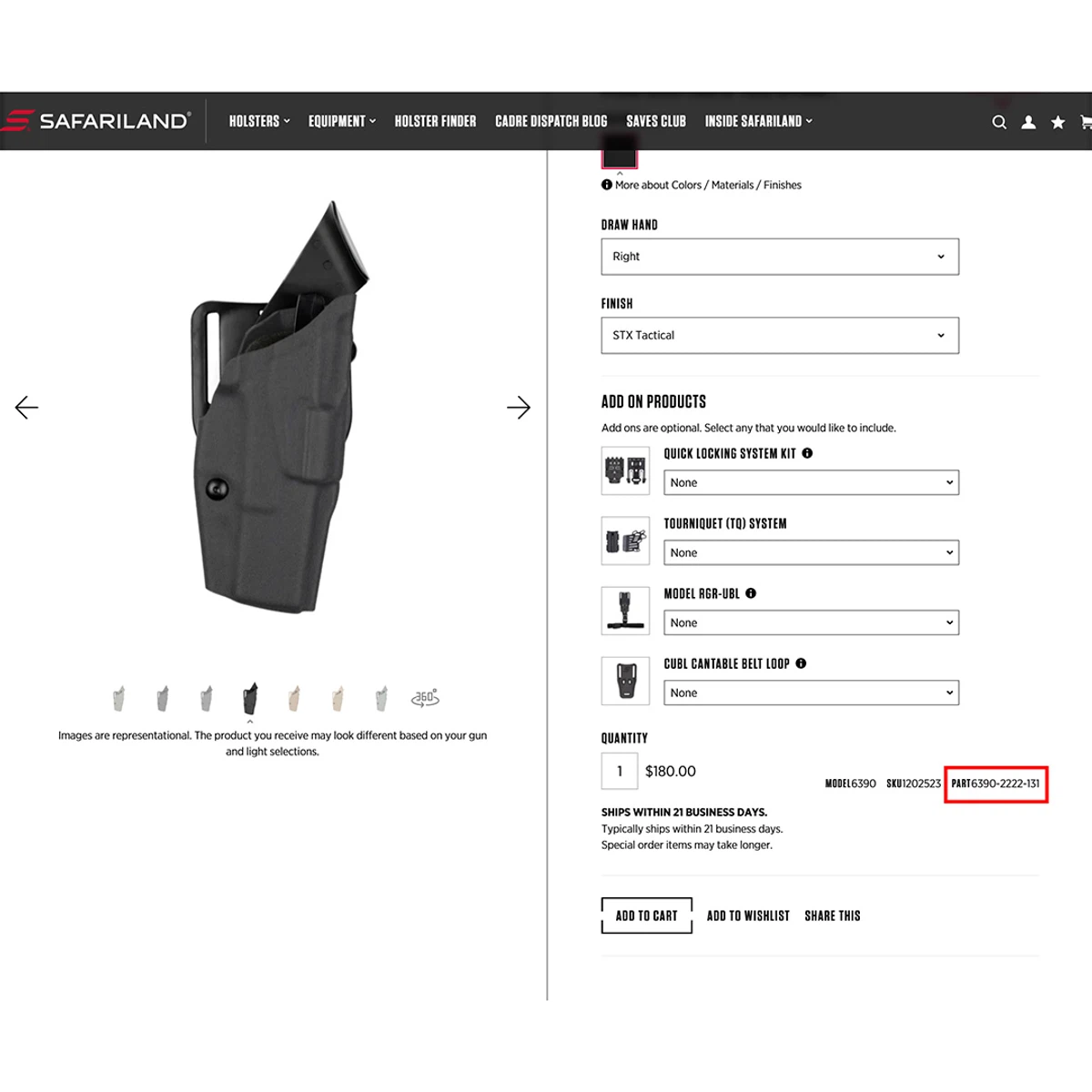  Safariland® 6300 Series Mid-Ride Retention™ Holster